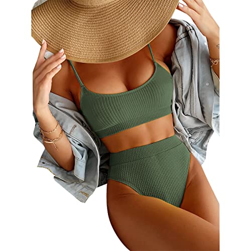 JAWSEU Damen Bikini Set, Sommer Bikini Set High Waist Wickel Bikinihose, Verstellbarer Gepolstert Bikinioberteil Zweiteiliger Badeanzug Triangel Bikinihose Sportlich Strandmode - Grün M JAWSEU Damen Bikini Set, Sommer Bikini Set High Waist Wickel Bikinihose, Verstellbarer Gepolstert Bikinioberteil Zweiteiliger Badeanzug Triangel Bikinihose Sportlich Strandmode - Grün M von JAWSEU