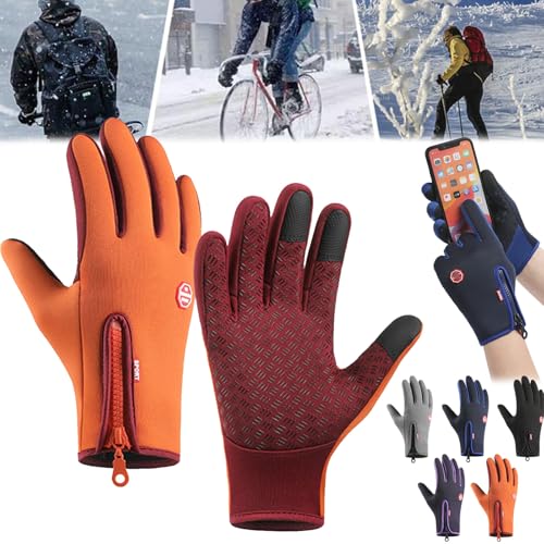 JAYASU Frostfit - Thermo Handschuhe, Thermo Handschuhe Herren Frostfit FüR Outdoor, Frostfit - Thermo Handschuhe Perfekt FüR Jedes Abenteuer, Frostfit Handschuhe, Winddicht Wasserdicht (Orange,M) von JAYASU