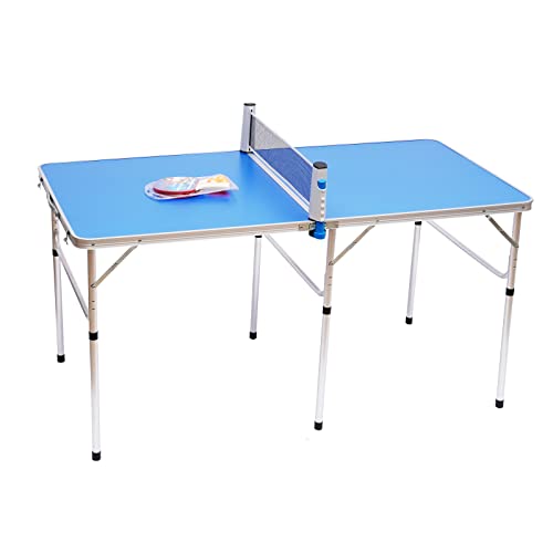 JAYEUW Klappbare Tischtennisplatte PingPong Tisch Tischtennisplatte Tischtennis-Spielset Robustes Stahlgestell mit 6 Tischfüßen und Tragegriff 152 * 76 * 76CM 2 Schläger & 3 Bälle von JAYEUW