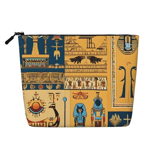 Make-up-Tasche aus der Antike Ägypten-Serie – wasserdichte Hanf-Kosmetiktasche für Reisen, den täglichen Gebrauch und Geschenke (24,1 x 17 x 5,1 cm), Schwarz , Einheitsgröße von JAYWIS