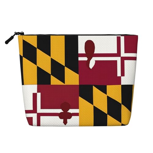 Make-up-Tasche mit Flagge von Maryland, wasserdichte Hanf-Kosmetiktasche für Reisen, den täglichen Gebrauch und als Geschenk (24,1 x 17 x 5,1 cm), Schwarz , Einheitsgröße von JAYWIS