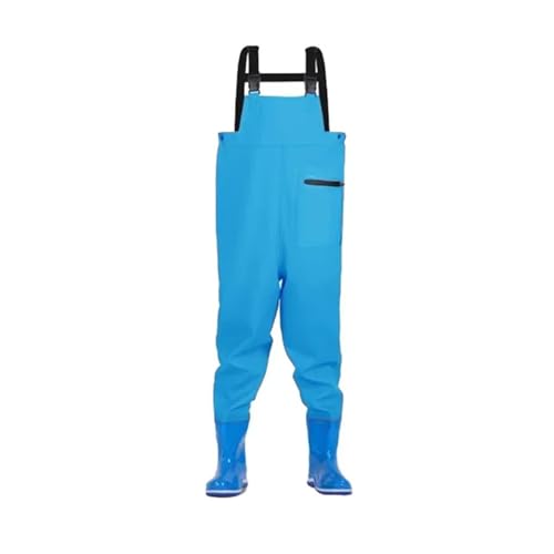 JBJYGSG Fishing Waders Kinder-Wathose mit Stiefeln, 4 Farben erhältlich, Ganzkörper-Regenhose for Jugendliche, Teenager, Angel-Wathose, wasserdichte Hose Für Angeln, Jagd(Blue 30-31) von JBJYGSG