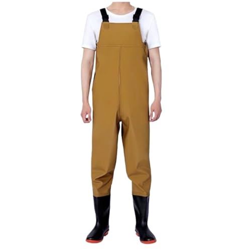 JBJYGSG Fishing Waders PVC Angeln Waders Hosen Mit Stiefel Set Verdicken Wasserdicht Männer Frauen Erwachsene Leichte Jagd Waten Brust Overalls Hosen Für Angeln, Jagd(Yellow,42) von JBJYGSG