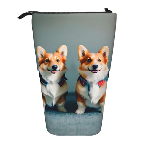 JBYJBX Wearing Clothes Cute Corgi Dogs Print Telescopic Pencil Case Space Saving Storage Bag for Office Stationery and Cosmetics von JBYJBX
