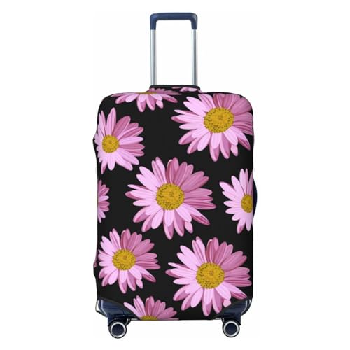 JCAKES Gelbe Gepäckabdeckung mit Leopardenmuster, personalisierte Gepäckhüllen, Trolley-Koffer-Schutz, modisch bedruckt, waschbar, elastisch, 45,72-81,28 cm, Gepunktete rosa Blume, L von JCAKES