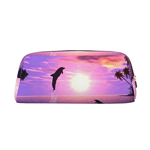 JCAKES Sonnenuntergang Delfine Leder Federmäppchen Federtasche für Mädchen Mäppchen Jungen Klein Federmäppchen Personalisiert Federmäppchen Aufbewahrungstasche Kosmetiktasche, gold, Einheitsgröße, JCAKES Sonnenuntergang Delfine Leder Federmäppchen Federtasche für Mädchen Mäppchen Jungen Klein Federmäppchen Personalisiert Federmäppchen Aufbewahrungstasche Kosmetiktasche, gold, Einheitsgröße, von JCAKES