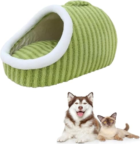 JCDZDHK Hundebett mit Höhlenabdeckung, neues gemütliches verstecktes Haustierbett,Hundehausschuhbett, gemütliches verstecktes Haustierbett, Hundebett mit Abdeckungshöhle, Warmer Slipper,Medium,Green von JCDZDHK