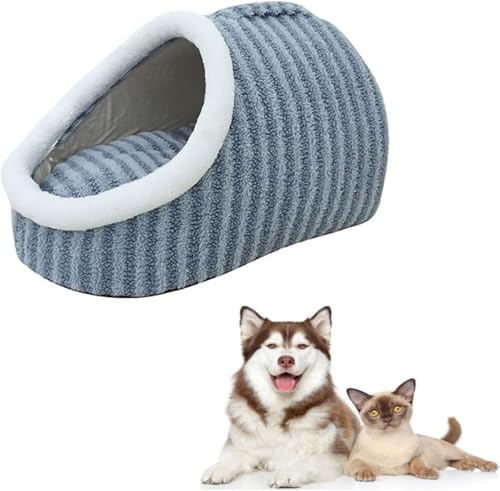 JCDZDHK Hundebett mit Höhlenabdeckung, neues gemütliches verstecktes Haustierbett,Hundehausschuhbett, gemütliches verstecktes Haustierbett, Hundebett mit Abdeckungshöhle, Warmer Slipper,Medium,Blue von JCDZDHK