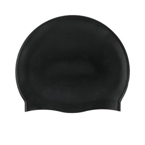 1 stücke wasserdichte Silikon Schwimmen Kappe Schwimmen Pool Ohren Haar Bade Kappen Hut for Erwachsene Männer Frauen(Black) von JCUIyon
