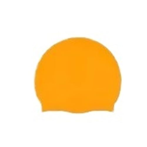 1 stücke wasserdichte Silikon Schwimmen Kappe Schwimmen Pool Ohren Haar Bade Kappen Hut for Erwachsene Männer Frauen(Orange) von JCUIyon