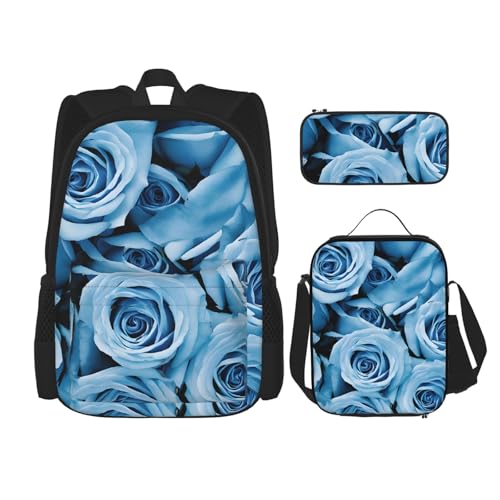 JCVYTSDLK Rucksack-Lunch-Taschen-Set – Laptoptasche & isolierte Lunchtasche & Zubehörtasche für Bürobedarf – Türkis-Rose, Schwarz, Einheitsgröße, Schwarz , Einheitsgröße von JCVYTSDLK