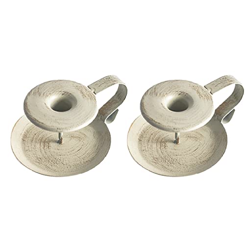 JDHSKCF Kerzenhalter, Kerzenständer, alte weiße Teetasse, Kleiner Retro-Kerzenhalter, 2 Packungen, Metall-Schmiedeeisen-Hochzeitskerzenhalter, 2 Stück/weiß Selfless Dedication von JDHSKCF