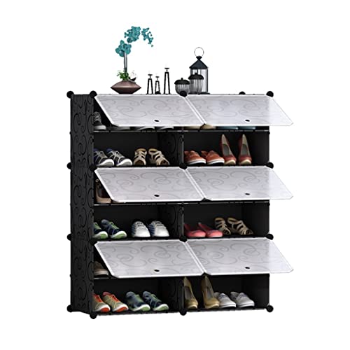 JDHSKCF Modularer Schuhschrank aus Kunststoff mit Türen, rechteckiges Schuhregal für Wohnzimmer, Schlafzimmer, Eingangsbereich, Schuhregalschrank Selfless Dedication von JDHSKCF