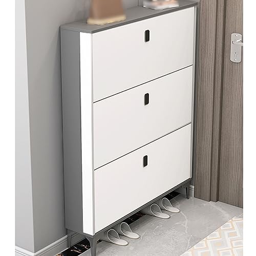 JDHSKCF Schmaler Schuhschrank-Organizer mit Kippschutz, platzsparendes Schuhregal für schmale Eingänge oder Flure, Grau, Größe: Small Selfless Dedication von JDHSKCF