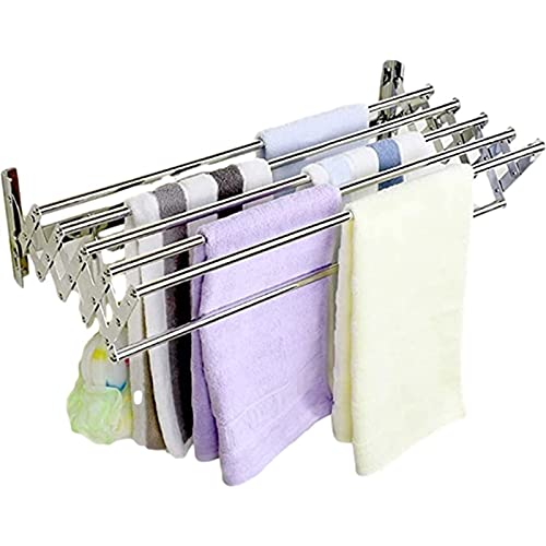 Zusammenklappbarer, ausziehbarer, an der Wand montierter Wäscheständer für Kleidung, faltbar, Wäschetrockner für Kleidung, faltbarer Wäscheständer, zusammenklappbarer Handtuchhalter, Stange, Regal, von JDHSKCF