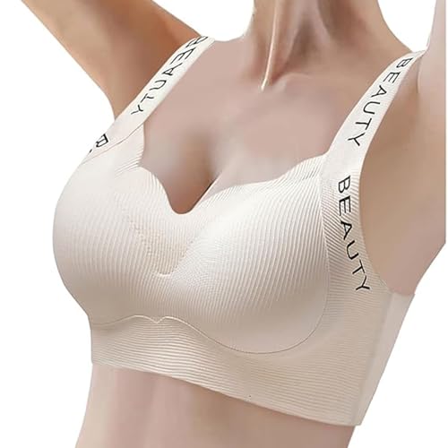 JDQTPOET Damen-Sport-BH, bequemer Unterwäsche-BH ohne Spuren von Raffungen (4XL,White) von JDQTPOET