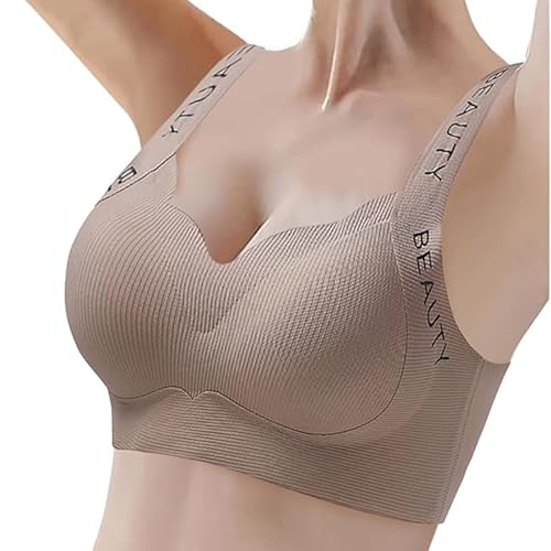 JDQTPOET Damen-Sport-BH, bequemer Unterwäsche-BH ohne Spuren von Raffungen (XL,Khaki) von JDQTPOET