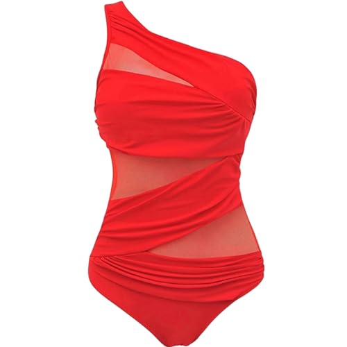 JEAMIS Bikini Damen Plus Size Badeanzüge Frauen Badebekleidung Für Frauen Meshblack Rotblau Push Up Gepolstert Badeanzüge-rot-XXXL von JEAMIS