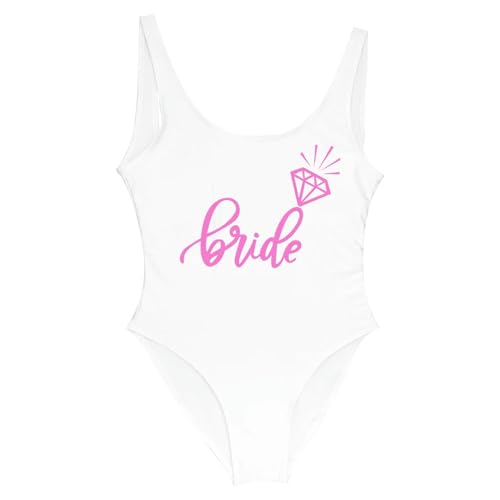 JEAMIS Bride to be Braut One Piece Badeanzug, Team Braut, Hochzeitsfeier Rückenless Beachwear Bikini-braut3-m von JEAMIS