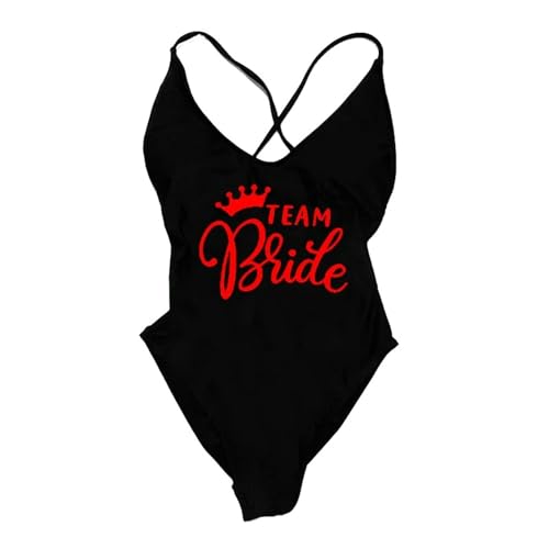 JEAMIS Bride to be One -stück Badeanzug Braut Badebekleidung Frauen Team Braut Bachelorette Party Bikini-braun-XL von JEAMIS