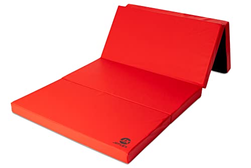 Jeflex - rot schwarze klappbare Weichbodenmatte & Turnmatte 200 x 100 x 8 cm MADE IN GERMANY/faltbare Gymnastikmatte/platzsparende Fitnessmatte & faltbare Yogamatte/dicke Sportmatte für Kinderzimmer von Jeflex