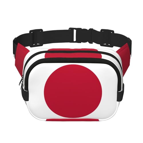 Bauchtasche für Damen mit japanischem Flaggenaufdruck, mit verstellbarem Riemen für Workout/Laufen/Wandern, Umhängetasche, Schwarz , Einheitsgröße von JEJEA