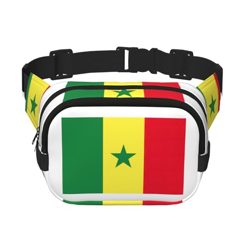 Damen-Bauchtasche mit Flagge von Senegal, mit verstellbarem Riemen, für Workout/Laufen/Wandern, Umhängetasche, Schwarz , Einheitsgröße von JEJEA