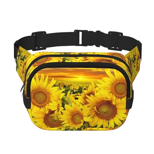 Damen Bauchtasche mit Sonnenblumenmuster, mit verstellbarem Riemen für Workout/Laufen/Wandern, Cross-Body-Bauchtasche, Schwarz , Einheitsgröße von JEJEA