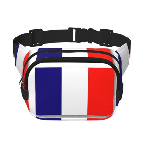 Damen-Bauchtasche mit französischer Flagge, verstellbarer Riemen für Workout/Laufen/Wandern, Umhängetasche, Schwarz , Einheitsgröße von JEJEA