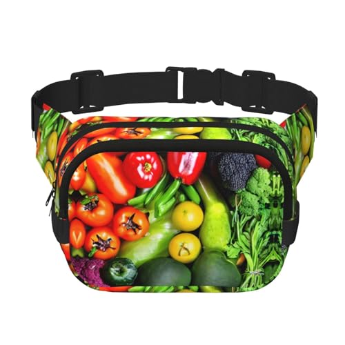 Damen Bauchtasche mit frischem Gemüse, Obstdruck, mit verstellbarem Gurt, für Workout/Laufen/Wandern, Umhängetasche, Schwarz , Einheitsgröße Damen Bauchtasche mit frischem Gemüse, Obstdruck, mit verstellbarem Gurt, für Workout/Laufen/Wandern, Umhängetasche, Schwarz , Einheitsgröße von JEJEA