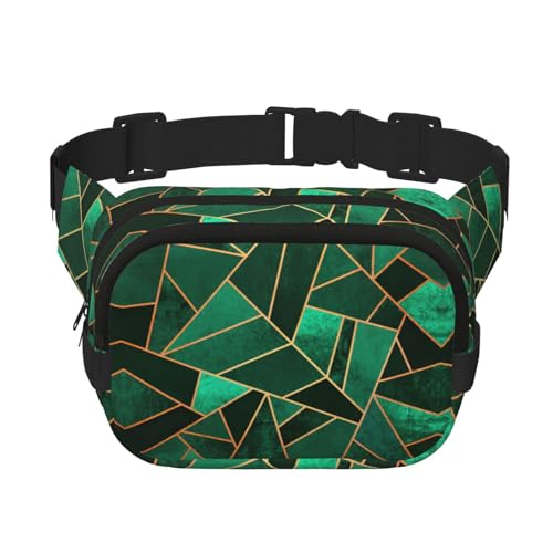 Damen Bauchtasche mit verstellbarem Riemen für Workout/Laufen/Wandern, geometrisches Muster, Schwarz und Gold, Schwarz , Einheitsgröße von JEJEA