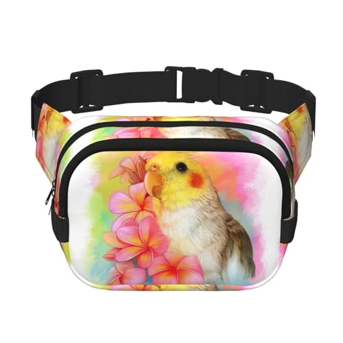 Gürteltasche für Damen mit süßem Nymphensittichen-Druck, mit verstellbarem Riemen, für Workout/Laufen/Wandern, Umhängetasche, Schwarz , Einheitsgröße Gürteltasche für Damen mit süßem Nymphensittichen-Druck, mit verstellbarem Riemen, für Workout/Laufen/Wandern, Umhängetasche, Schwarz , Einheitsgröße von JEJEA