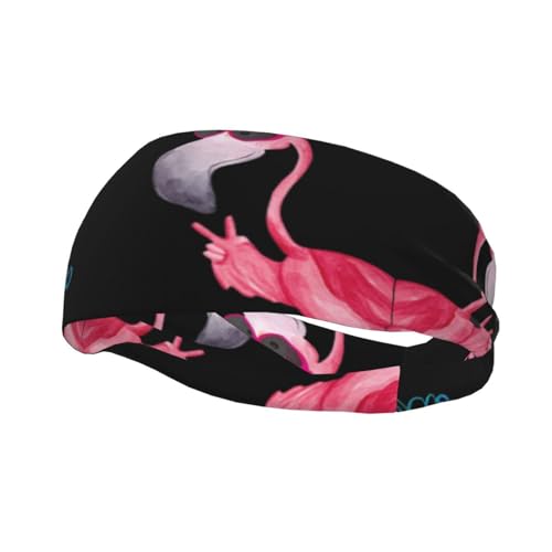 Hello Glasses Flamingo-Print Lauf-Stirnband für Männer und Frauen, Workout-Schweißbänder, Sport, feuchtigkeitsableitende Stirnbänder von JEJEA