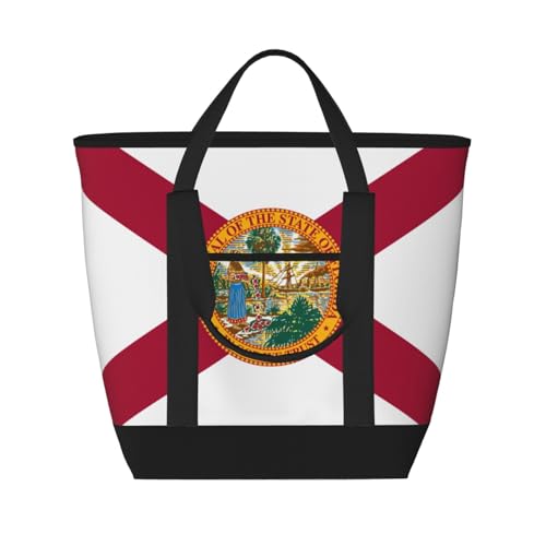 JEJEA Lunchtasche für Damen, Motiv: Flagge von Florida, große Kapazität, isolierte Tragetasche, wiederverwendbare Lunchtasche für Picknick von JEJEA