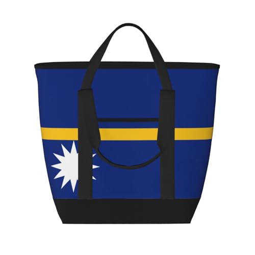 JEJEA Lunchtasche für Damen, Motiv: Flagge von Nauru, großes Fassungsvermögen, isolierte Tragetasche, wiederverwendbare Lunchtasche für Picknick von JEJEA