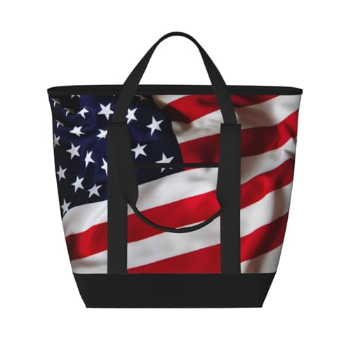 JEJEA Lunchtasche mit amerikanischer Flagge, großes Fassungsvermögen, isolierte Tragetasche, wiederverwendbare Lunchtasche für Picknick von JEJEA