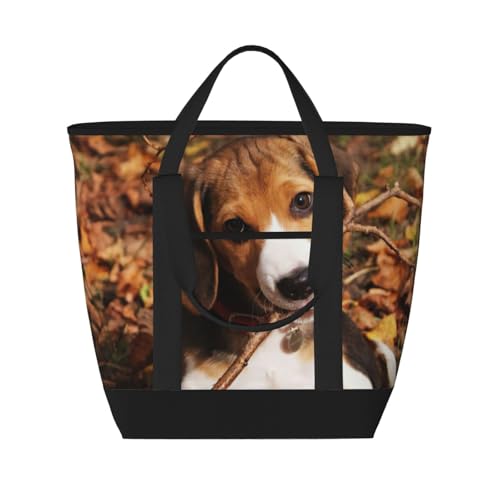 JEJEA Lunchtasche mit süßem Beagle-Aufdruck für Damen, große Kapazität, isolierte Tragetasche, wiederverwendbare Lunchtasche für Picknick von JEJEA