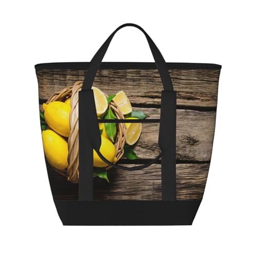 JEJEA One Basket Lunchtasche mit Zitronenmotiv, isolierte Tragetasche, wiederverwendbare Lunchtasche für Picknick von JEJEA