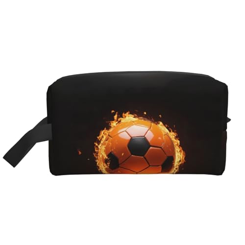 Kulturbeutel mit Fußball-Druck, geräumige Kapazität, Kosmetiktasche für Damen, Kulturbeutel für Herren, weiß, Einheitsgröße Kulturbeutel mit Fußball-Druck, geräumige Kapazität, Kosmetiktasche für Damen, Kulturbeutel für Herren, weiß, Einheitsgröße von JEJEA