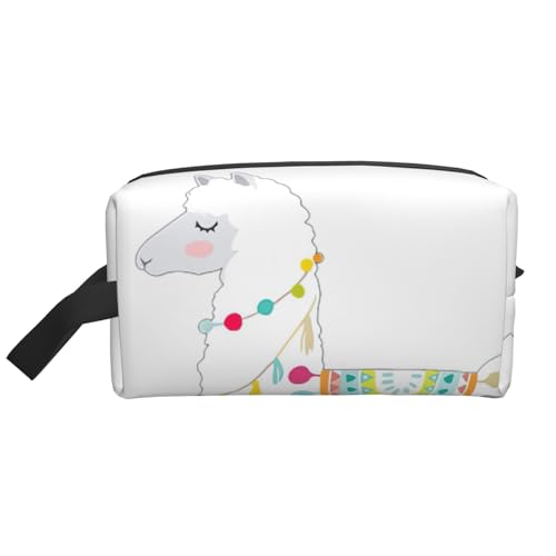 Kulturbeutel mit Lama-Druck, geräumige Kapazität, Kosmetiktasche für Damen, Kulturbeutel für Herren, weiß, Einheitsgröße Kulturbeutel mit Lama-Druck, geräumige Kapazität, Kosmetiktasche für Damen, Kulturbeutel für Herren, weiß, Einheitsgröße von JEJEA