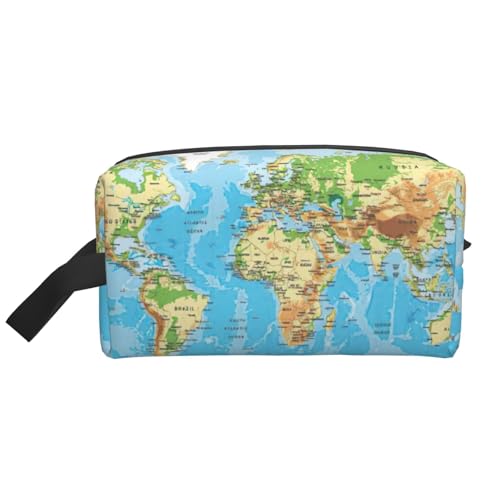 Kulturbeutel mit Weltkarten-Aufdruck, geräumige Kapazität, Kosmetiktasche für Damen, Kulturbeutel für Herren, weiß, Einheitsgröße Kulturbeutel mit Weltkarten-Aufdruck, geräumige Kapazität, Kosmetiktasche für Damen, Kulturbeutel für Herren, weiß, Einheitsgröße von JEJEA