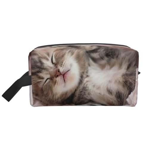 Kulturbeutel mit schlafender Katze, geräumige Kapazität, Kosmetiktasche für Damen, Kulturbeutel für Herren, weiß, Einheitsgröße Kulturbeutel mit schlafender Katze, geräumige Kapazität, Kosmetiktasche für Damen, Kulturbeutel für Herren, weiß, Einheitsgröße von JEJEA