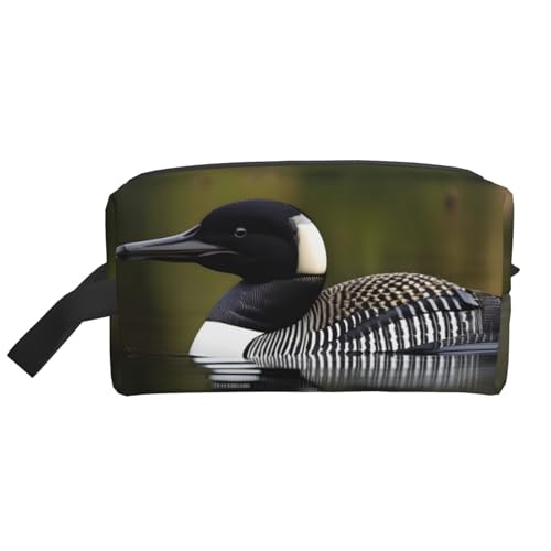 Loon Nature Kulturbeutel mit Vogel-Druck, geräumige Kapazität, Kosmetiktasche für Damen, Kulturbeutel für Herren, weiß, Einheitsgröße Loon Nature Kulturbeutel mit Vogel-Druck, geräumige Kapazität, Kosmetiktasche für Damen, Kulturbeutel für Herren, weiß, Einheitsgröße von JEJEA
