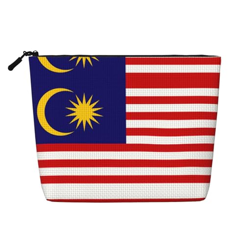 Make-up-Tasche mit Malaysia-Flagge, Reise-Kulturbeutel, Reise-Make-up-Tasche, tragbarer Make-up-Organizer für Damen, Schwarz , Einheitsgröße von JEJEA