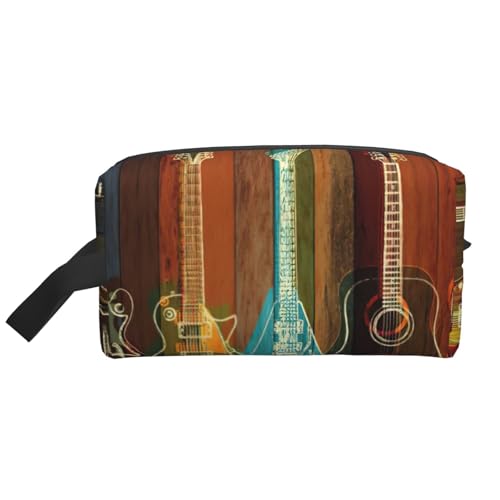 Reise-Kulturbeutel mit Gitarren-Motiv, geräumige Kapazität, Kosmetiktasche für Damen, Kulturbeutel für Herren, weiß, Einheitsgröße Reise-Kulturbeutel mit Gitarren-Motiv, geräumige Kapazität, Kosmetiktasche für Damen, Kulturbeutel für Herren, weiß, Einheitsgröße von JEJEA