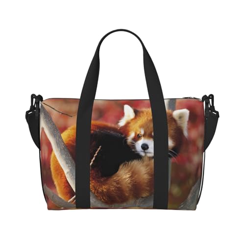 Reisetasche, Motiv: roter Panda-Druck, Wochenendtasche für Damen, leichte Handgepäcktasche, persönliche Gegenstände, Schwarz , Einheitsgröße Reisetasche, Motiv: roter Panda-Druck, Wochenendtasche für Damen, leichte Handgepäcktasche, persönliche Gegenstände, Schwarz , Einheitsgröße von JEJEA