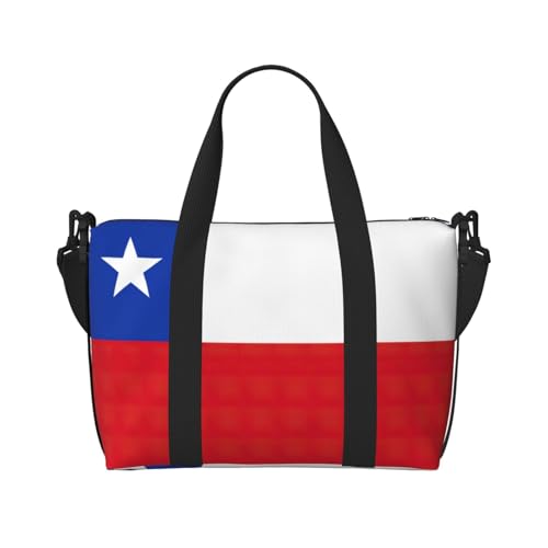 Reisetasche mit Flagge von Chile, Wochenendtasche für Damen, leichte Handgepäcktasche, persönliche Gegenstände, Schwarz , Einheitsgröße von JEJEA