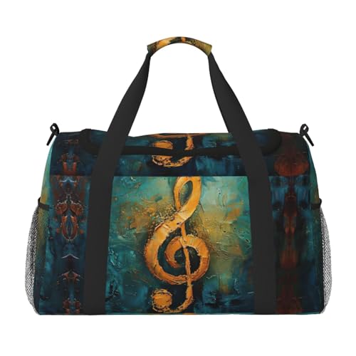 Reisetasche mit Musik-Symbol-Druck, Wochenendtasche, Trainings-Handtasche, Yogatasche, Seesack, persönliche Gegenstände, Tasche für Audlts, Schwarz , Einheitsgröße Reisetasche mit Musik-Symbol-Druck, Wochenendtasche, Trainings-Handtasche, Yogatasche, Seesack, persönliche Gegenstände, Tasche für Audlts, Schwarz , Einheitsgröße von JEJEA