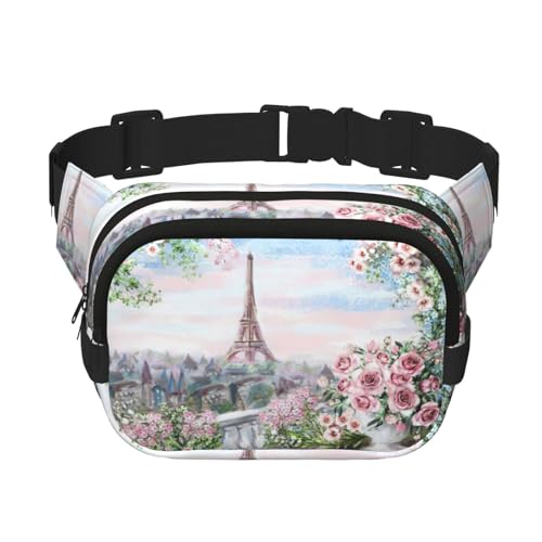 Schöne Bauchtasche für Damen, Motiv: Eiffelturm, Paris, mit verstellbarem Gurt, für Workout/Laufen/Wandern, Cross-Body-Bauchtasche, Schwarz , Einheitsgröße von JEJEA