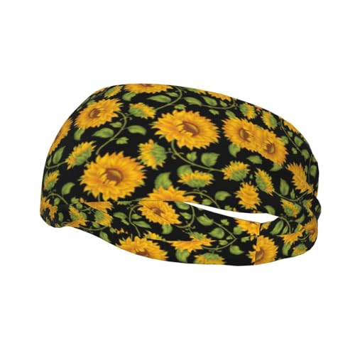 Stirnband mit Sonnenblumenmuster, für Damen und Herren, Workout-Schweißbänder, Sport, feuchtigkeitsableitende Stirnbänder von JEJEA